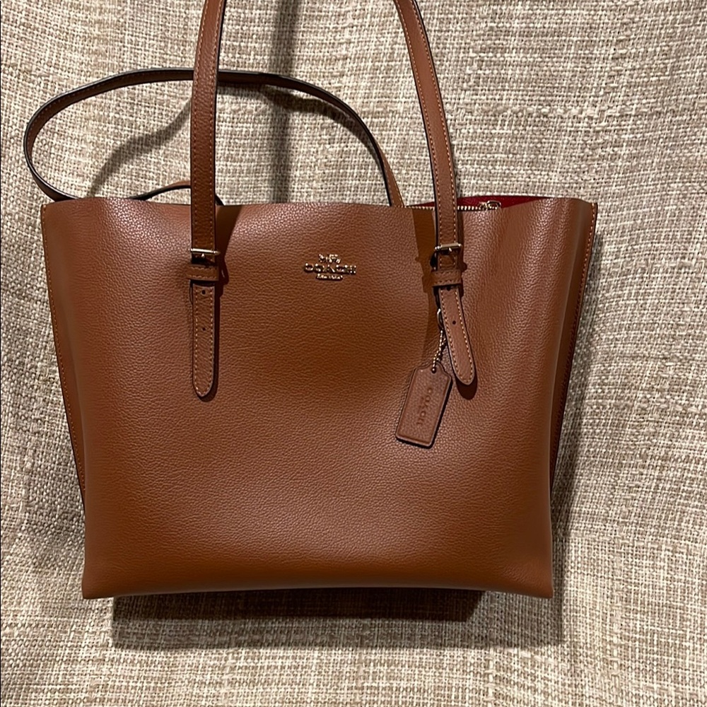 Coach Brown Leather Tote with Minimalist Design